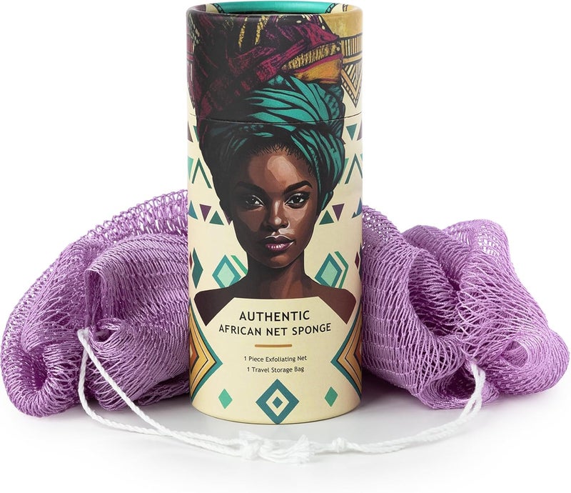 MINISENTIALS African Net Sponge Authentic - Real African Exfoliating Body Scrubber Sponge with Knots - Shower Washcloths for Exfoliator - Body Care Bathing Accessories - Image 1